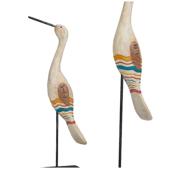 Cream Stone Distressed Carved Bird Sculpture Set